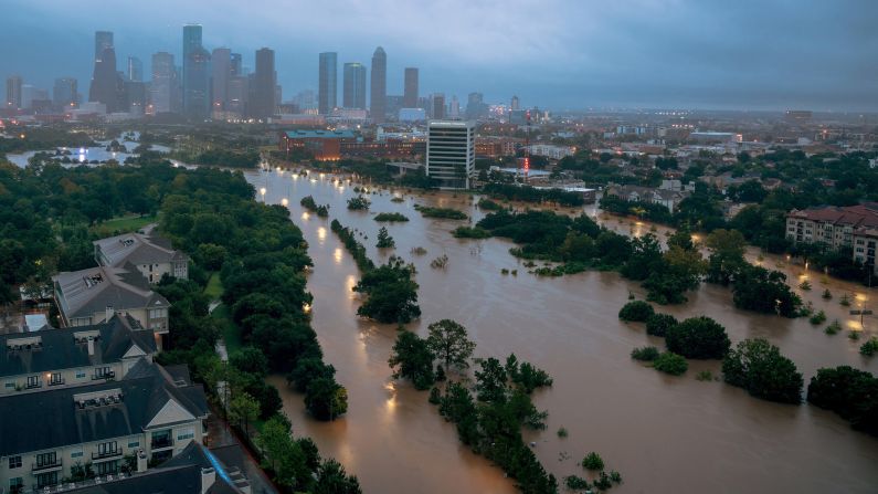 Hurricane Harvey aerial — Houston flooding